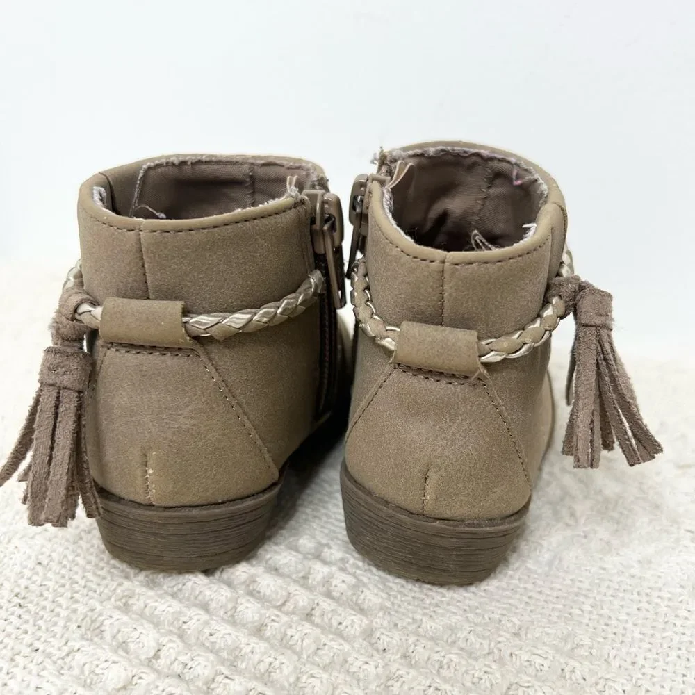 Wonder Nation Toddler Baby Girl Boots Sz 4 Tan Tassel Booties